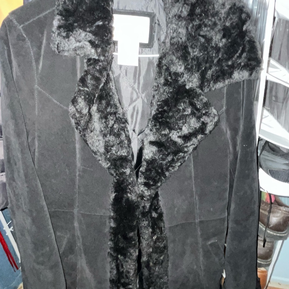 Women's Black Faux Fur Trim Jacket